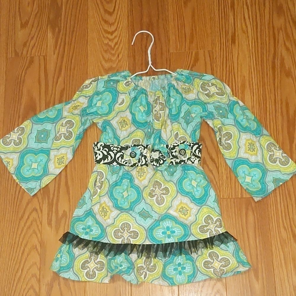 Custom made dress with removable sash Sz 2